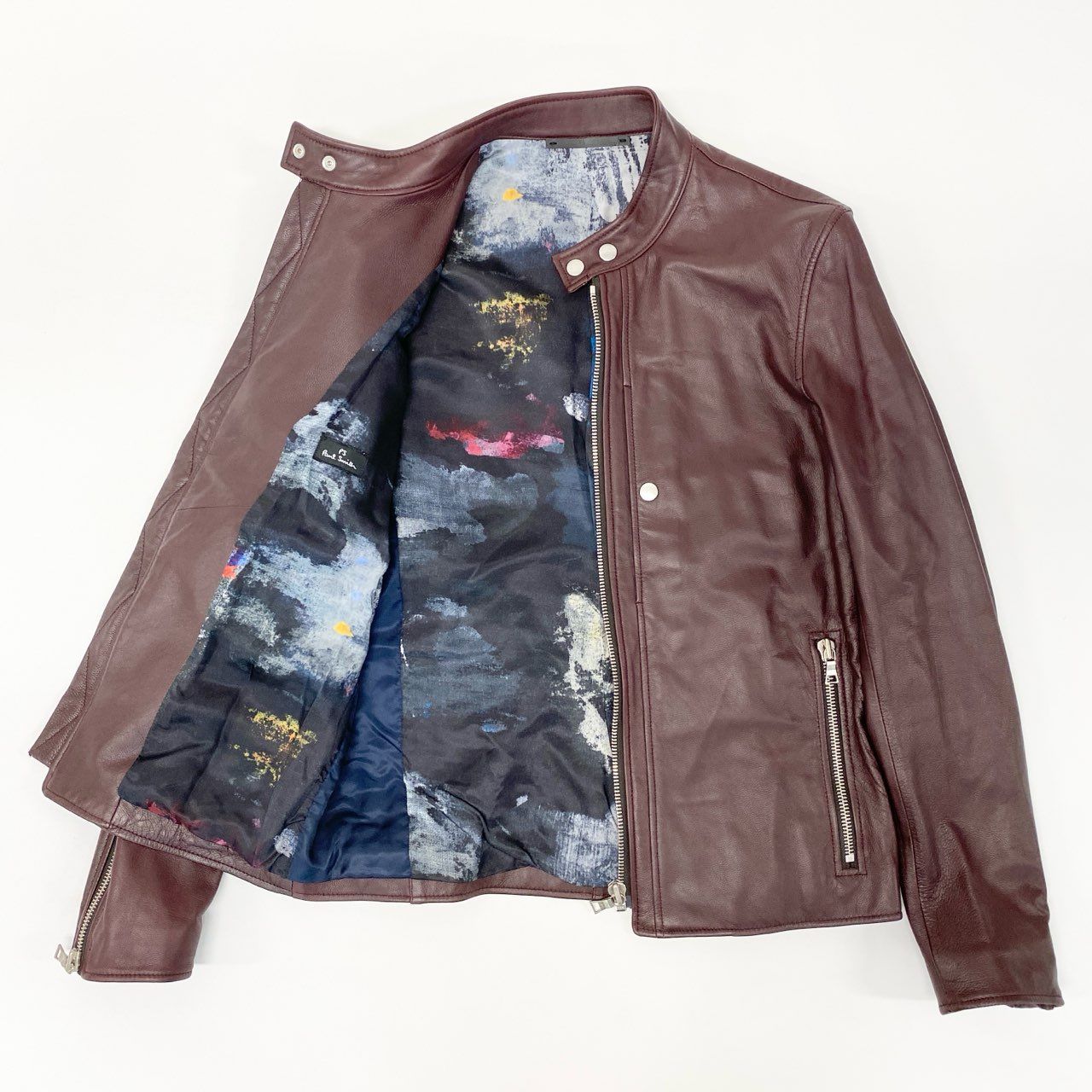 60i29 定価 94.600 PS Paul Smith ポールスミス ゴートレザー シングルライダース ジャケット 386NLB L ワインレッド 山羊革 SINGLE RIDERSt18r