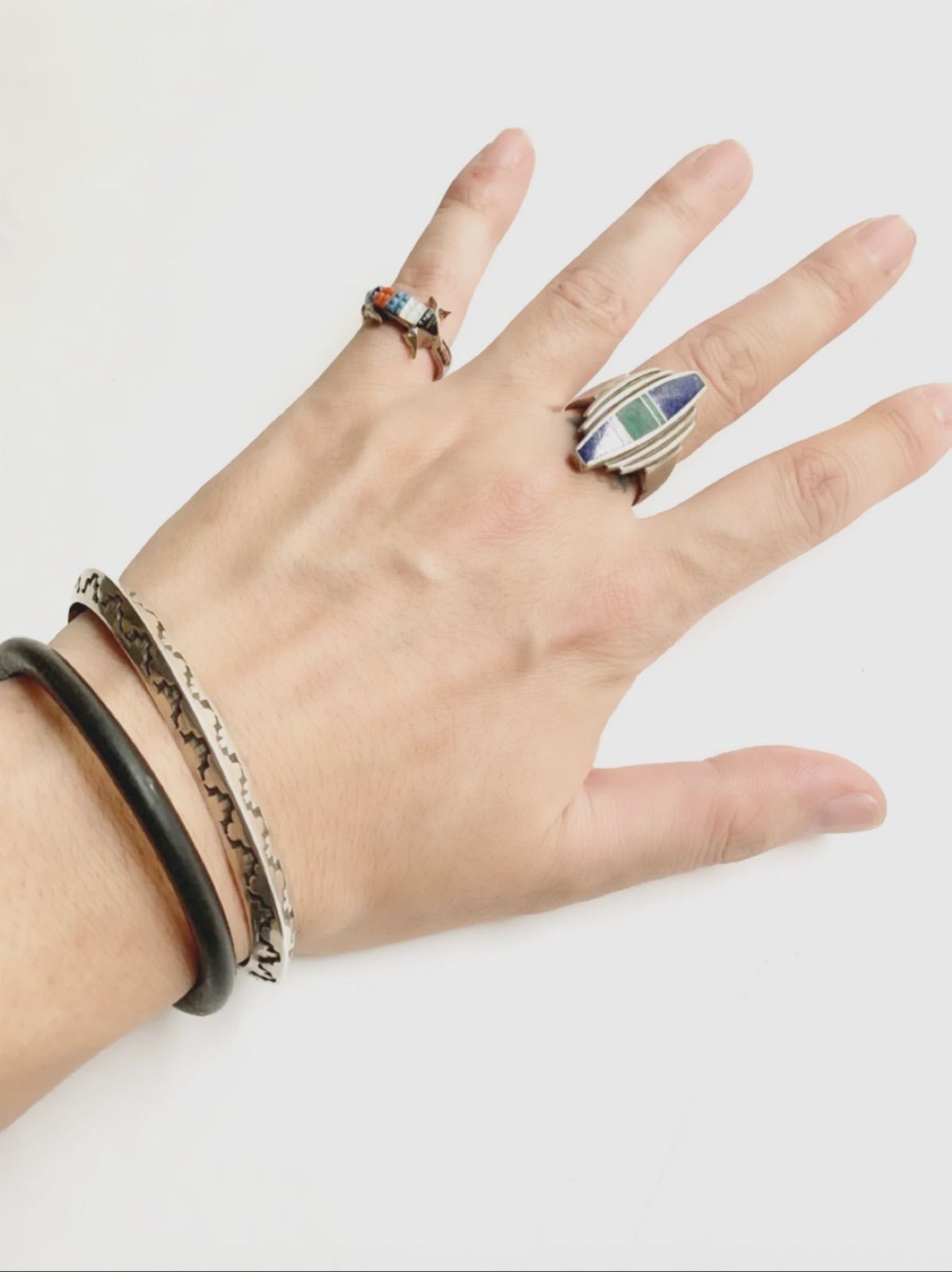 Navajo Ray Tracey ナバホ インレイ シルバー リング