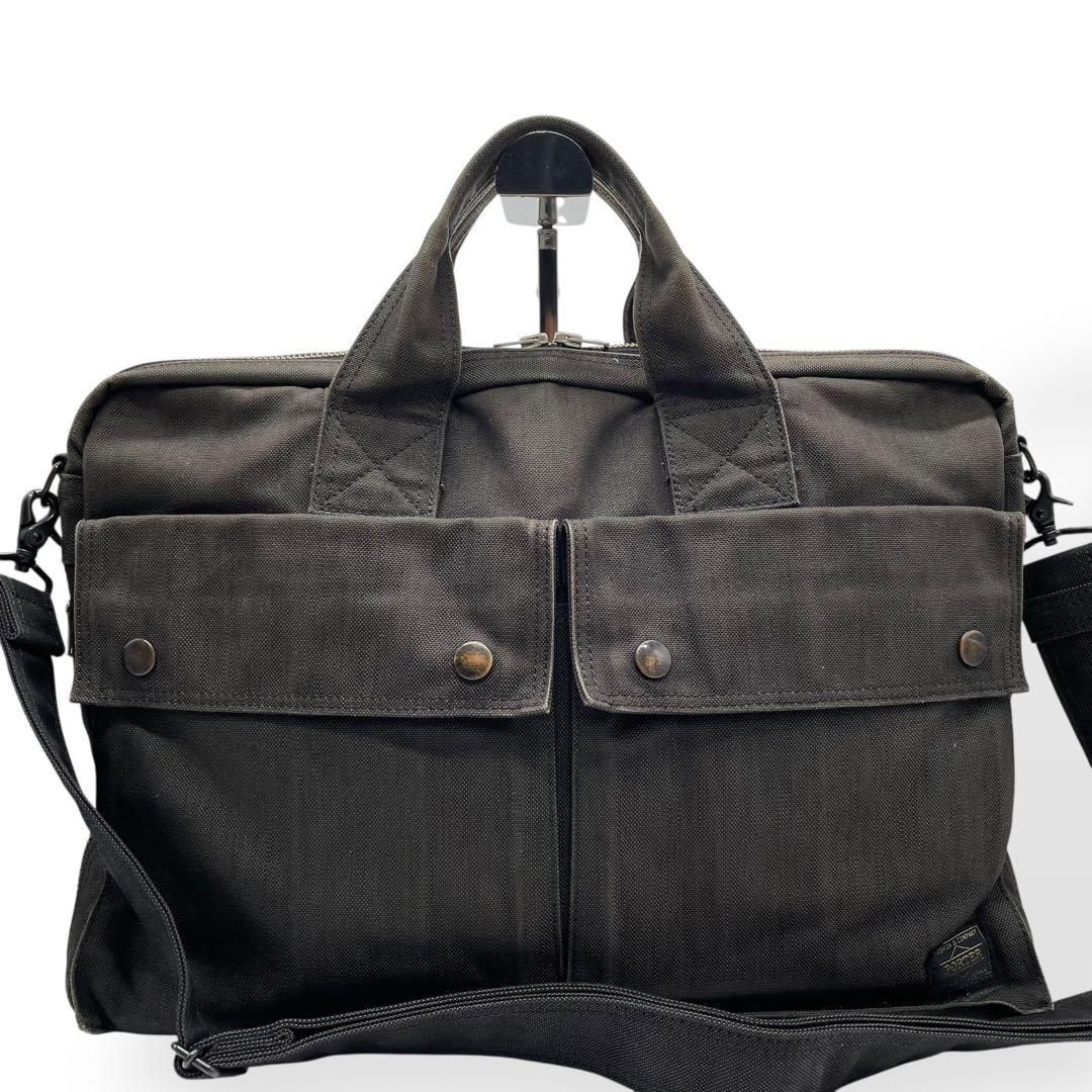 美品 ポーター ブリーフケース スモーキー キャンバス ビジネスバッグ A4 美品 ポーター ブリーフケース スモーキー キャンバス ビジネスバッグ