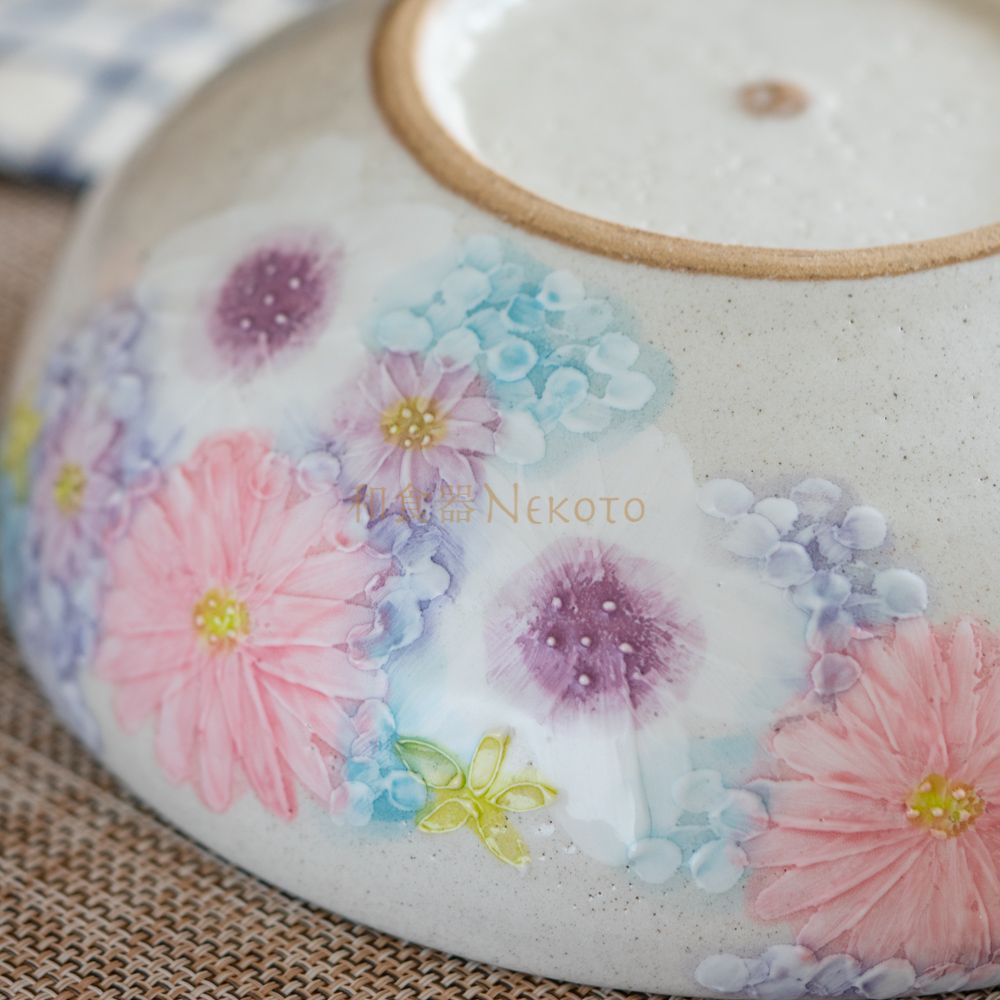 日本製 ゆずりは工房 色彩花 預け鉢 瀬戸焼 和食器 食器 盛鉢 深鉢 