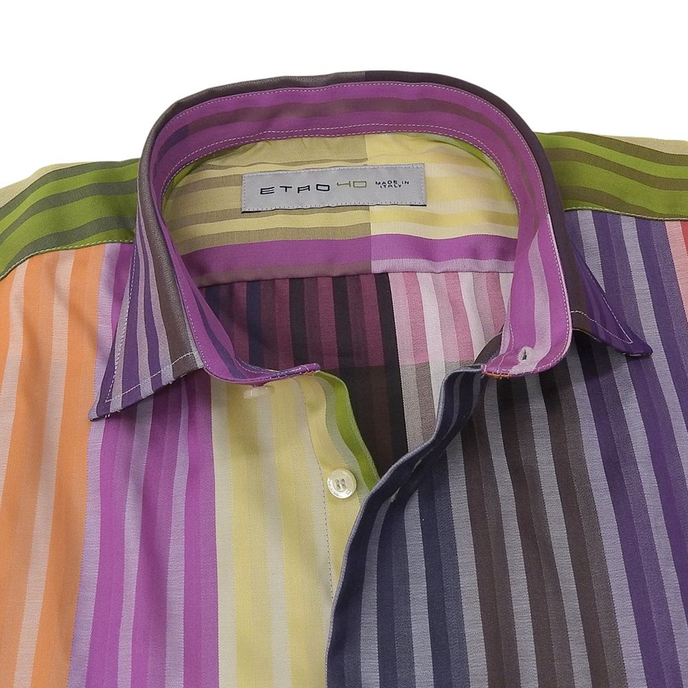 箱付未使用 エトロ ETRO 現行タグ マルチカラー ストライプ ボタン  
