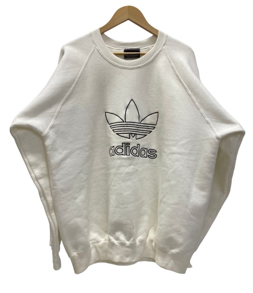 アディダス adidas スウェット 80s 万国旗タグ 刺繍 USA製 スウェット ホワイト Mサイズ