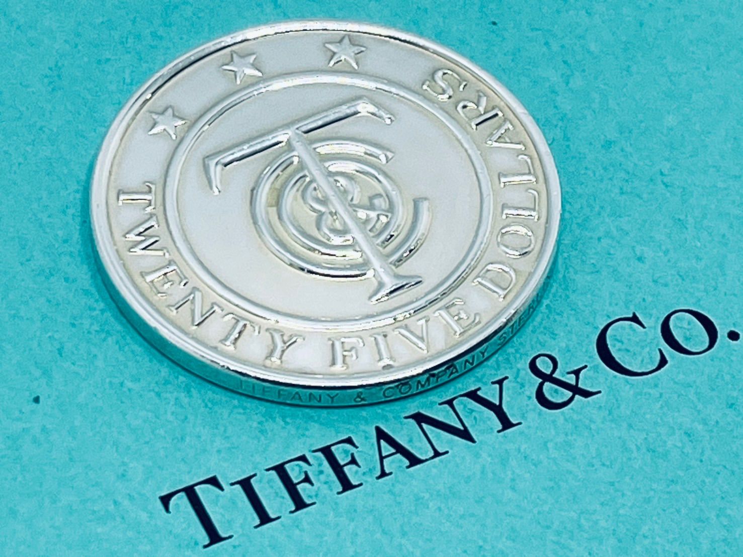 a066 美品 Tiffany&Co. ティファニー 25ドル 銀貨 ロゴ マネー