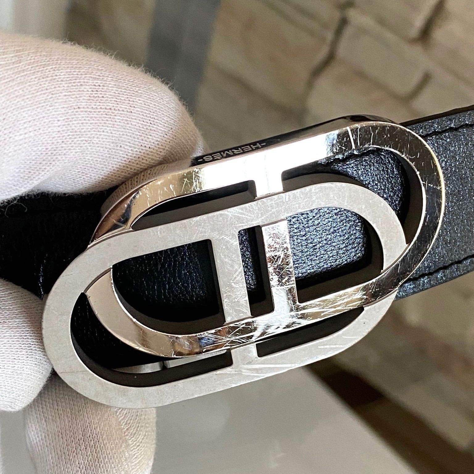 HERMES ベルト　ブラック×ダークブラウン　H金具 HERMES ベルト ブラック×ダークブラウン H金具 - メルカリ