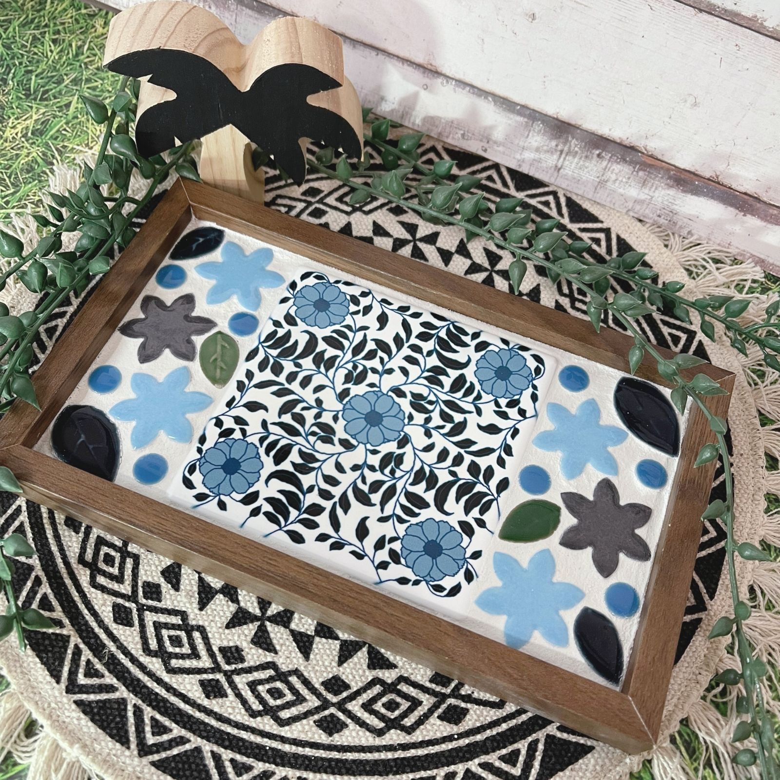 ハンドメイド タイルトレー カフェトレー 2枚セット ハンドメイド