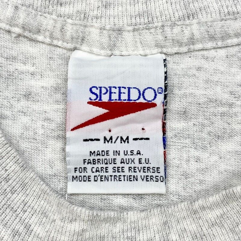 USA製 90's スピード SPEEDO Tシャツ 半袖 シングルステッチ ロゴ プリント サイズ：メンズ M グレー【UR】