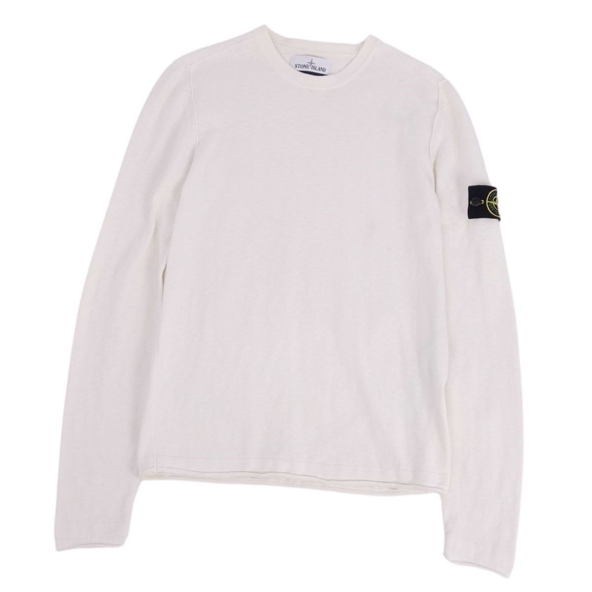 美品 ストーンアイランド STONE ISLAND スウェット トレーナー ロングスリーブ 長袖 ロゴパッチ トップス メンズ S アイボリー