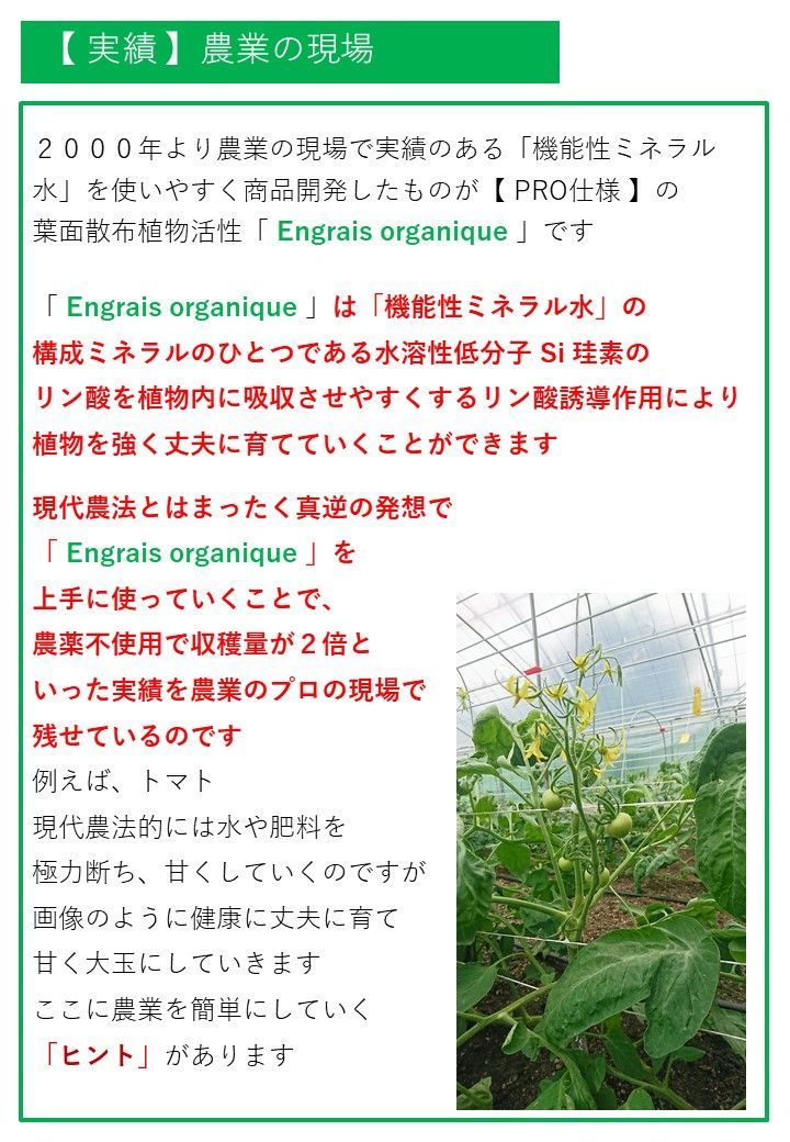 葉面散布植物活性 Engrais organique【PRO仕様】100ml - メルカリ