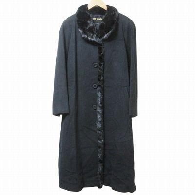 美品⭐️YELL MIWA カシミア100% ロングコート 9号 ダークグレー 美品⭐️YELL MIWA カシミア100% ロングコート 9号 ダークグレー