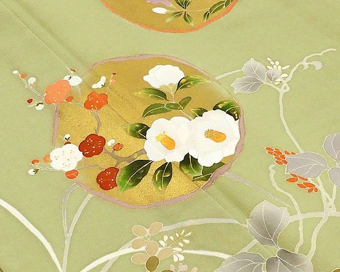 単衣 訪問着 新品 仕立上がり 正絹 四季花 花丸 小難あり 身丈164.5cm