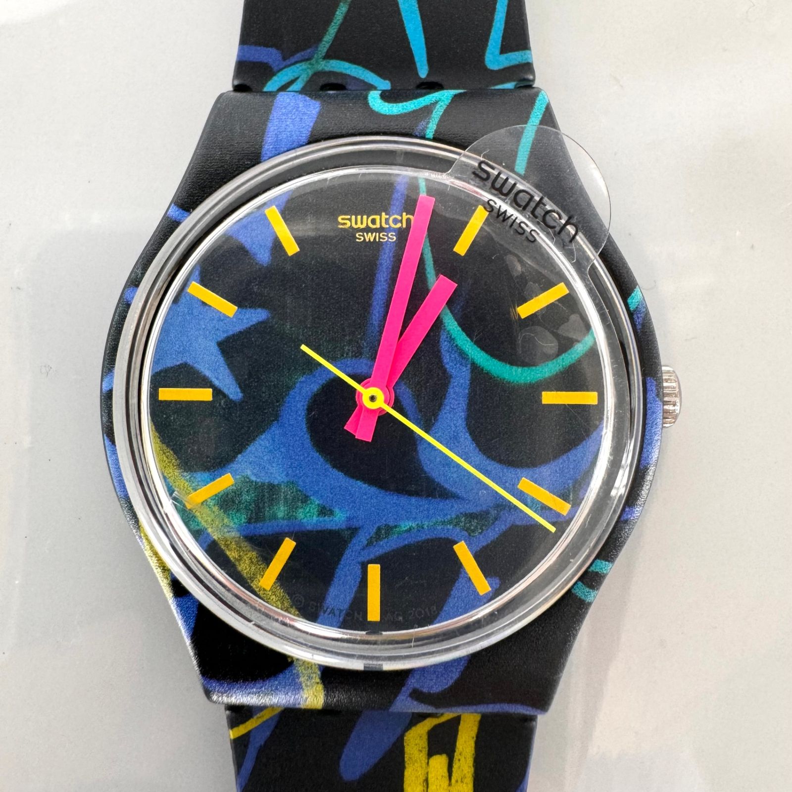 ほぼ未使用】スウォッチ SWATCH ナイトクラブ GB318 クォーツ 黒 