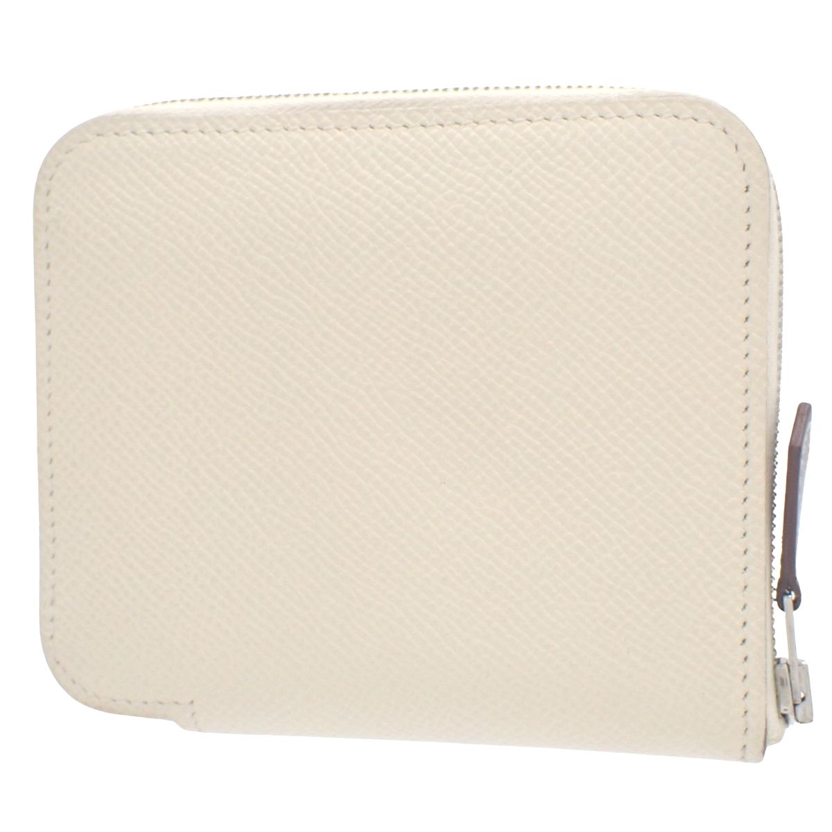HERMES エルメス アザップコンパクト シルクイン ナタ ビスキュイ アイボリー エプソン シルク パラジウム金具 シルバー金具 U刻印 コンパクトウォレット 小物 ジップアラウンド ラウンドファスナー 40802157487 アラモード