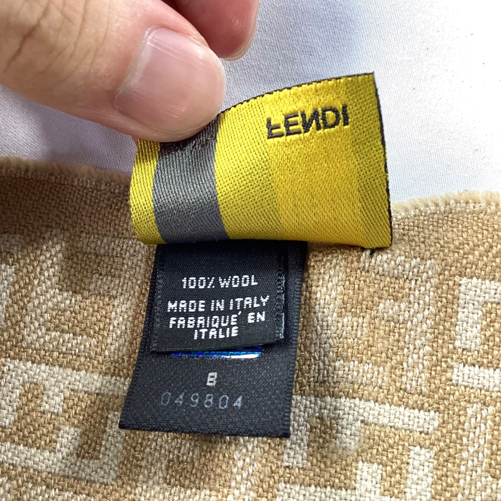 FENDI フェンディ マフラー ズッカ柄 総柄 ウール ホログラム