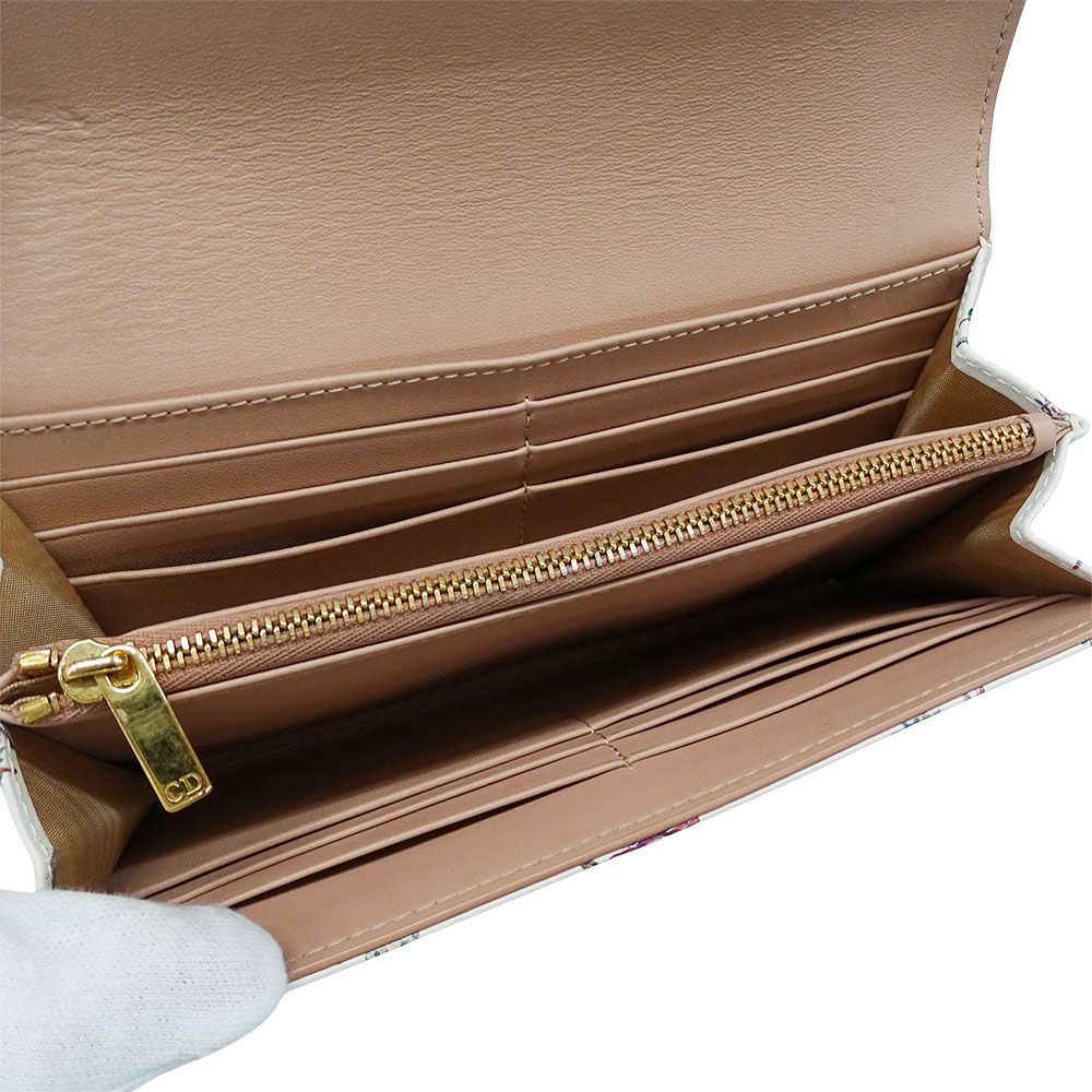 ディオール Dior 財布 レディース ブランド 長財布 レザー アイボリー  