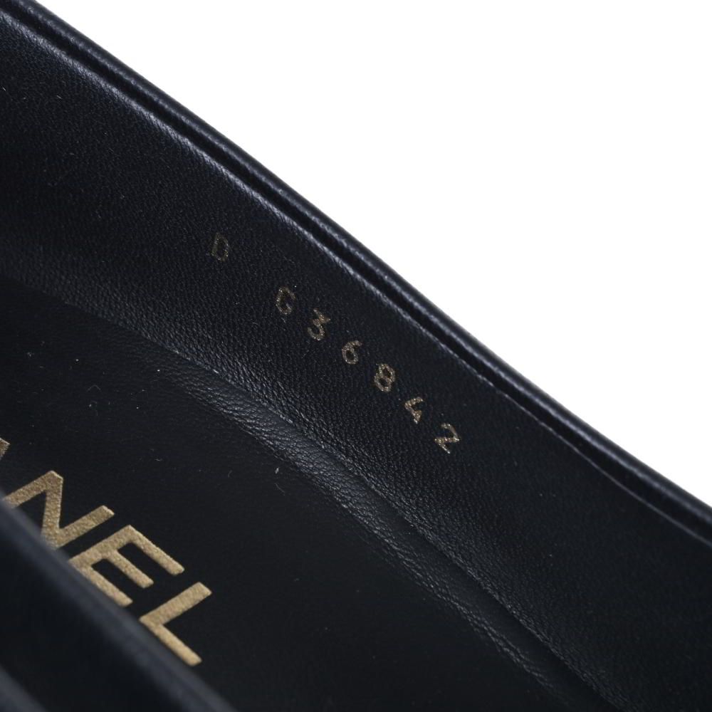 CHANEL ラムスキン ココマーク ヒールパンプス 36C ブラック シャネル