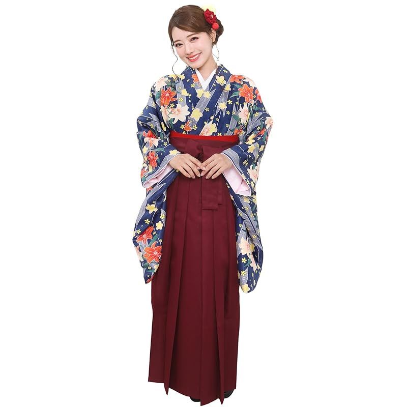 卒業式 袴 4点セット 小学生 オレンジ 黄色 紺 145~150cm 前撮り