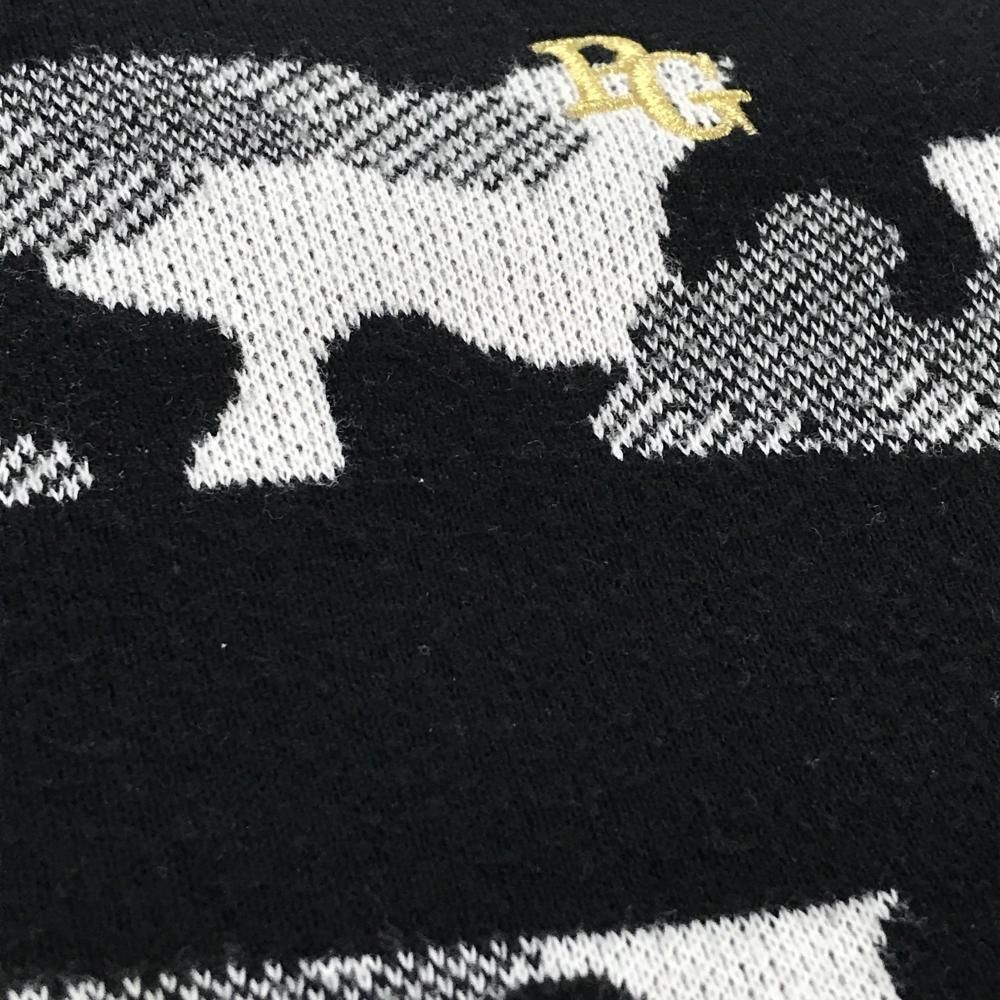 パーリーゲイツ タートルネックセーター 黒×白 迷彩 カモフラ ニット コットン100％ ハイネック メンズ 5 L ゴルフウェア PEARLY GATES LLC-HASEGAWATOSO_COM