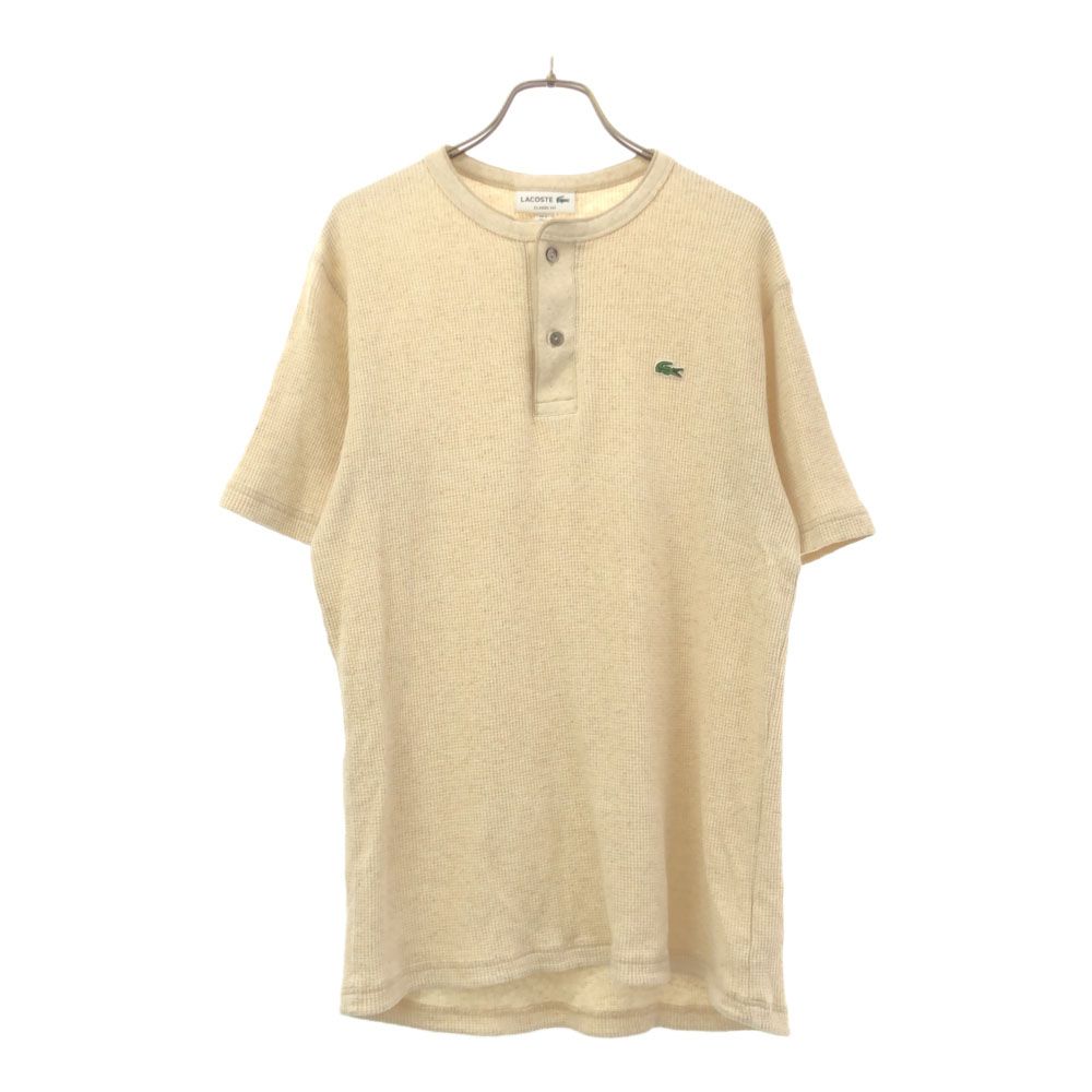 ラコステ 日本製 半袖 ヘンリーネック Tシャツ S ベージュ LACOSTE ワッフル メンズ