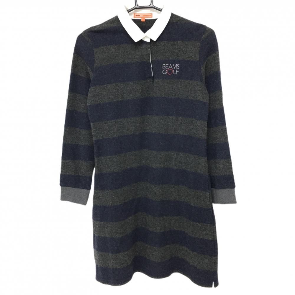 BEAMS GOLF ネイビー ポロワンピース ☆SALE価格☆ビームスゴルフ 長袖ポロワンピース グレー
