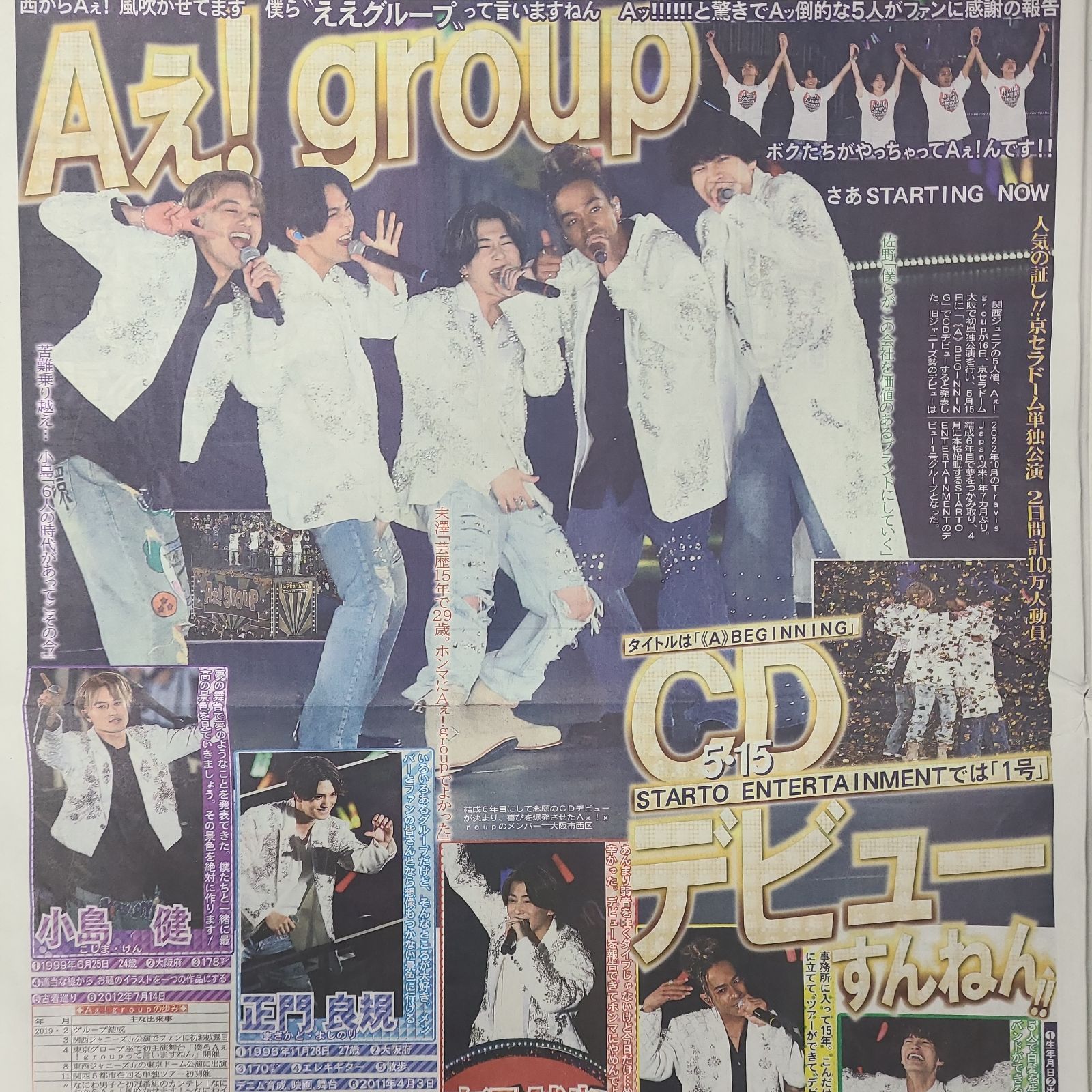 3月17日 朝刊 Aぇ！group 5.15デビュー！！ スポーツ紙全6社