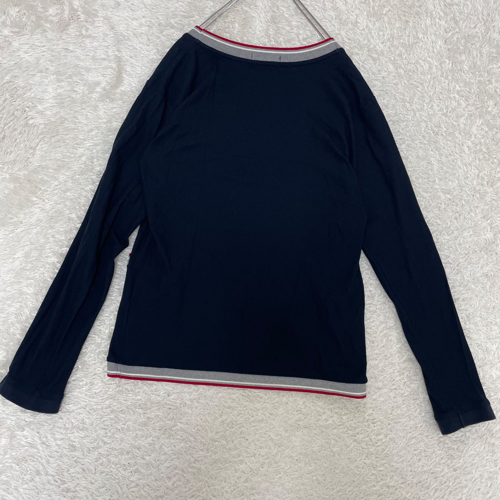 美品 フレッドペリー カーディガン Mサイズ 紺 Vネック ロゴ