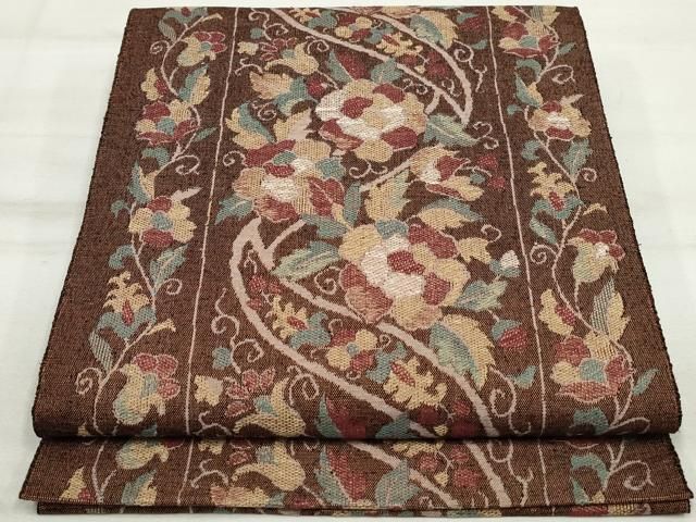 平和屋着物○九寸名古屋帯 紬地 型染め 成り物 正絹 逸品 DAAU6589ob  