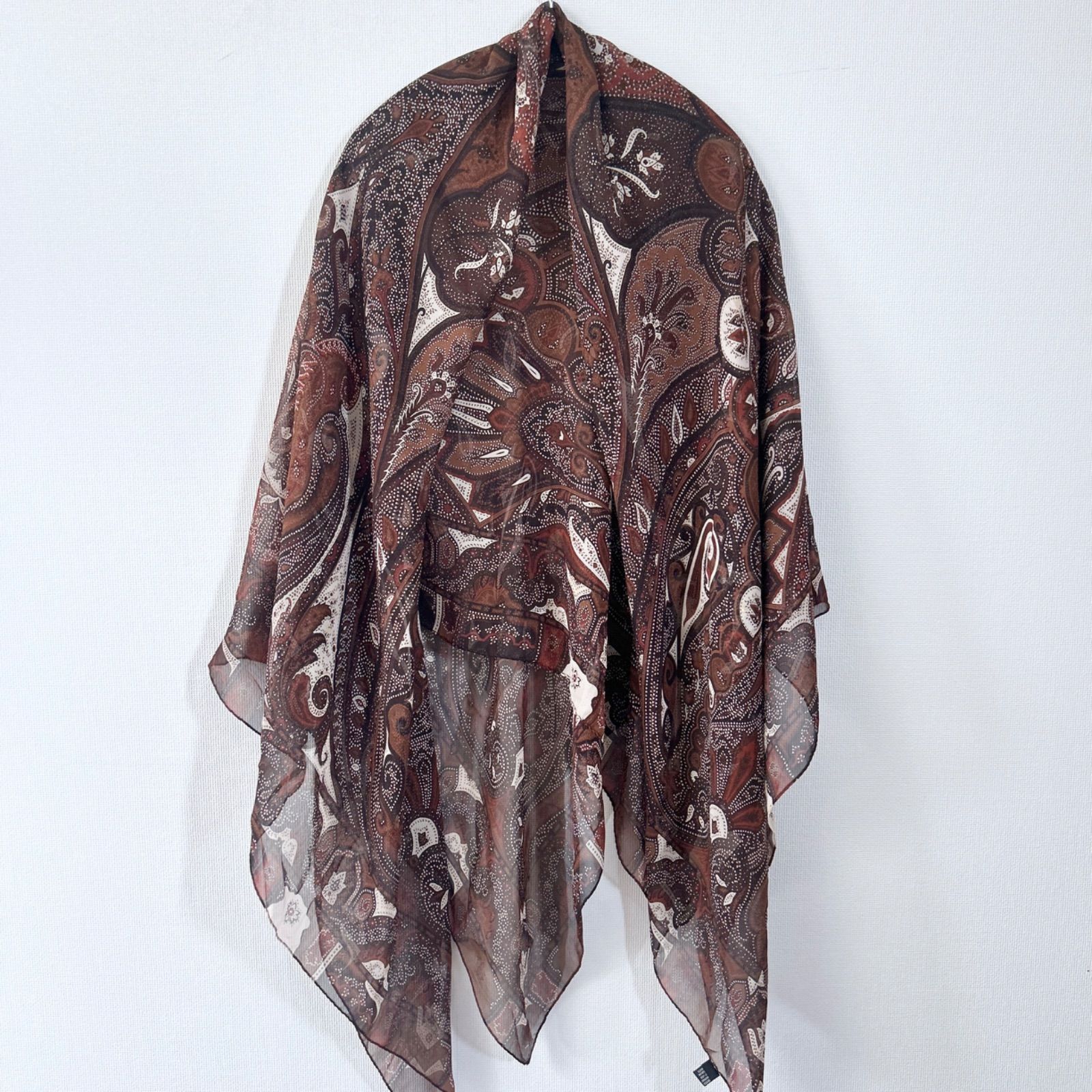 EＴＲＯストール 大判 ブラウン系 エトロ ETRO 大判ストール シルク ペイズリー ブラウン 130