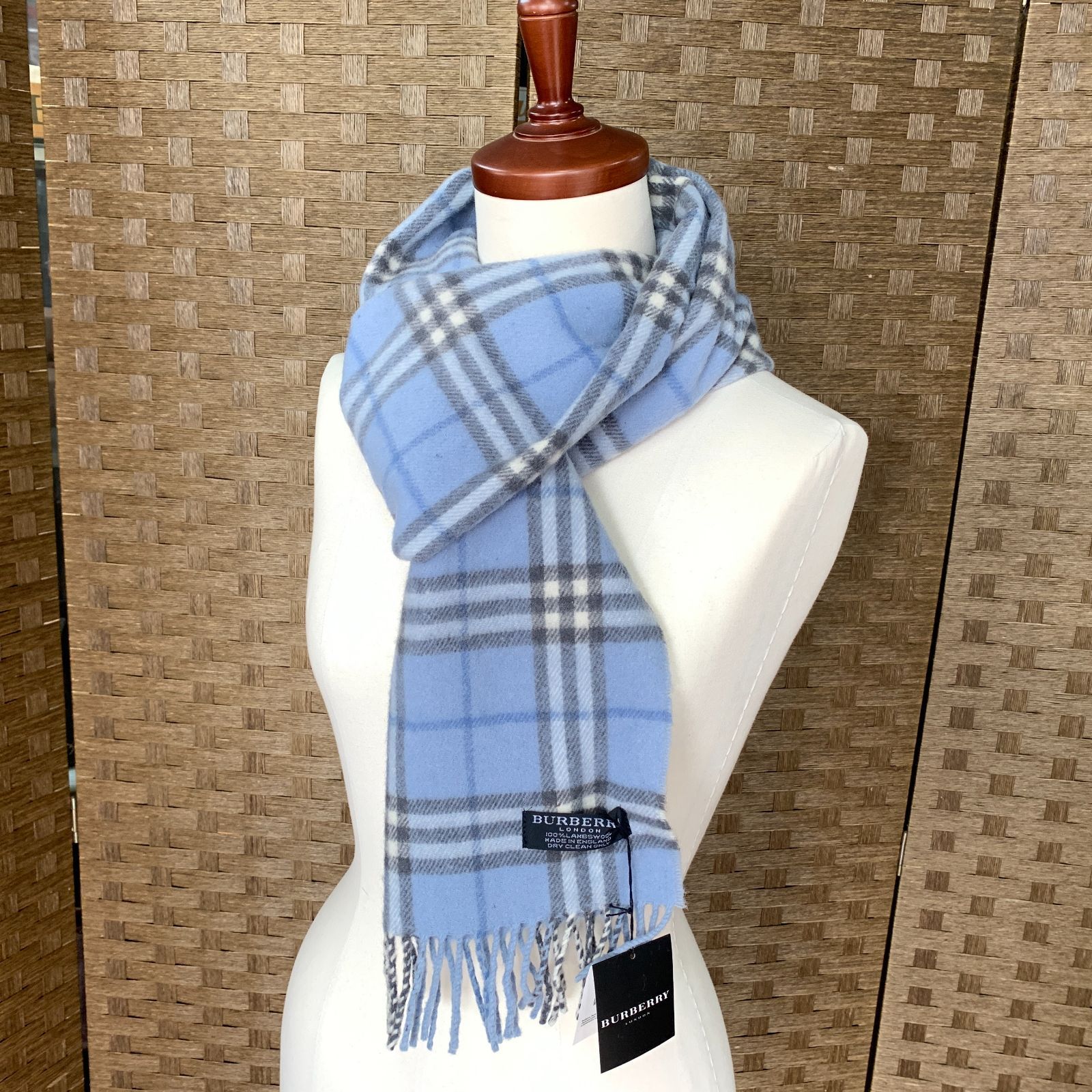 BURBERRYS バーバリーズ ラムウール マフラー ノバチェック ネイビー