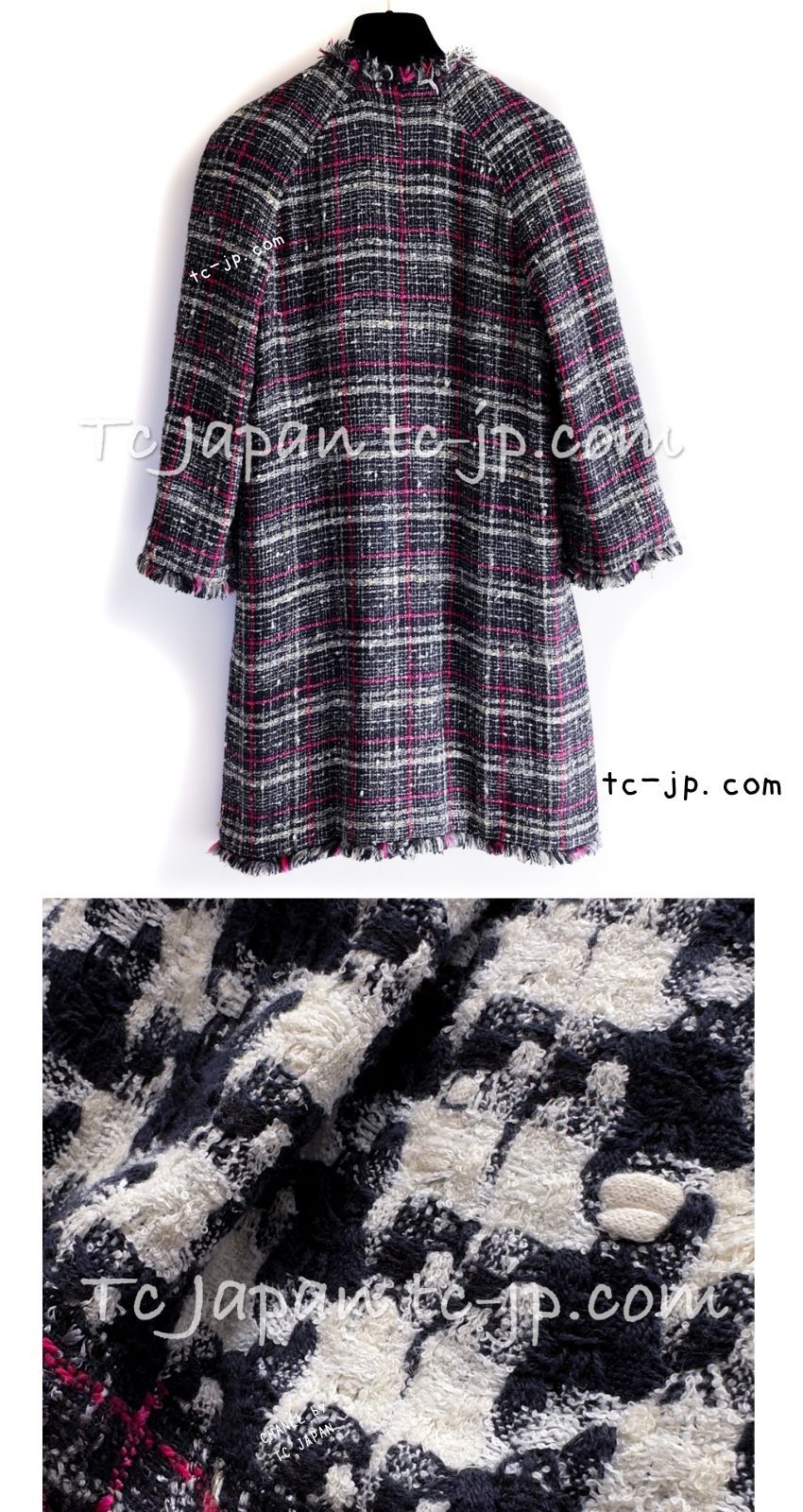 シャネル コート CHANEL ネイビー ピンク ビッグCC ボタン春夏