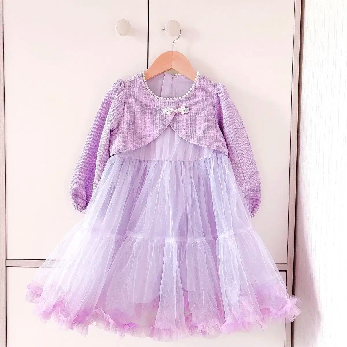 品質保証，最新作 新品 女児 100 ツイード ボリューム感 チュチュ チュール ワンピース ワンピース