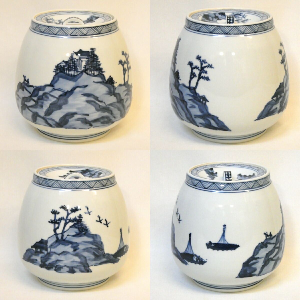 七月の特売品】平安紫翠窯 三代 西村徳泉作 芋頭 染付水指 山水