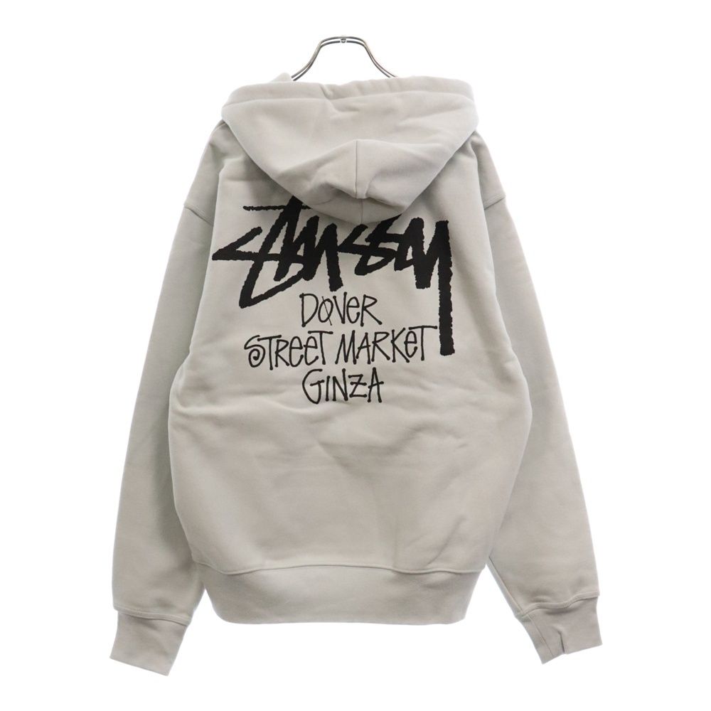 STUSSY (ステューシー) STOCK DSM GINZA HOOD Fog ドーバーストリートマーケット銀座 ストックロゴプルオーバーパーカー  グレー - メルカリ