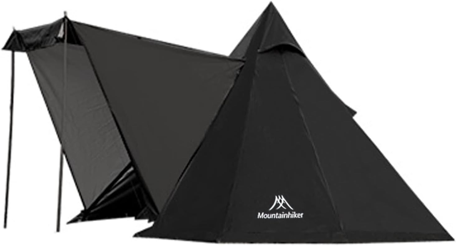 M Mountainhiker シルバーコーティングワンポールテント 通気 遮光 防水 防風 防災 防カビ スカート付 換気窓あり軽量きシェルター 簡単収納コンパクト-ん設営 多機能 収納バッグ付 2-4人用