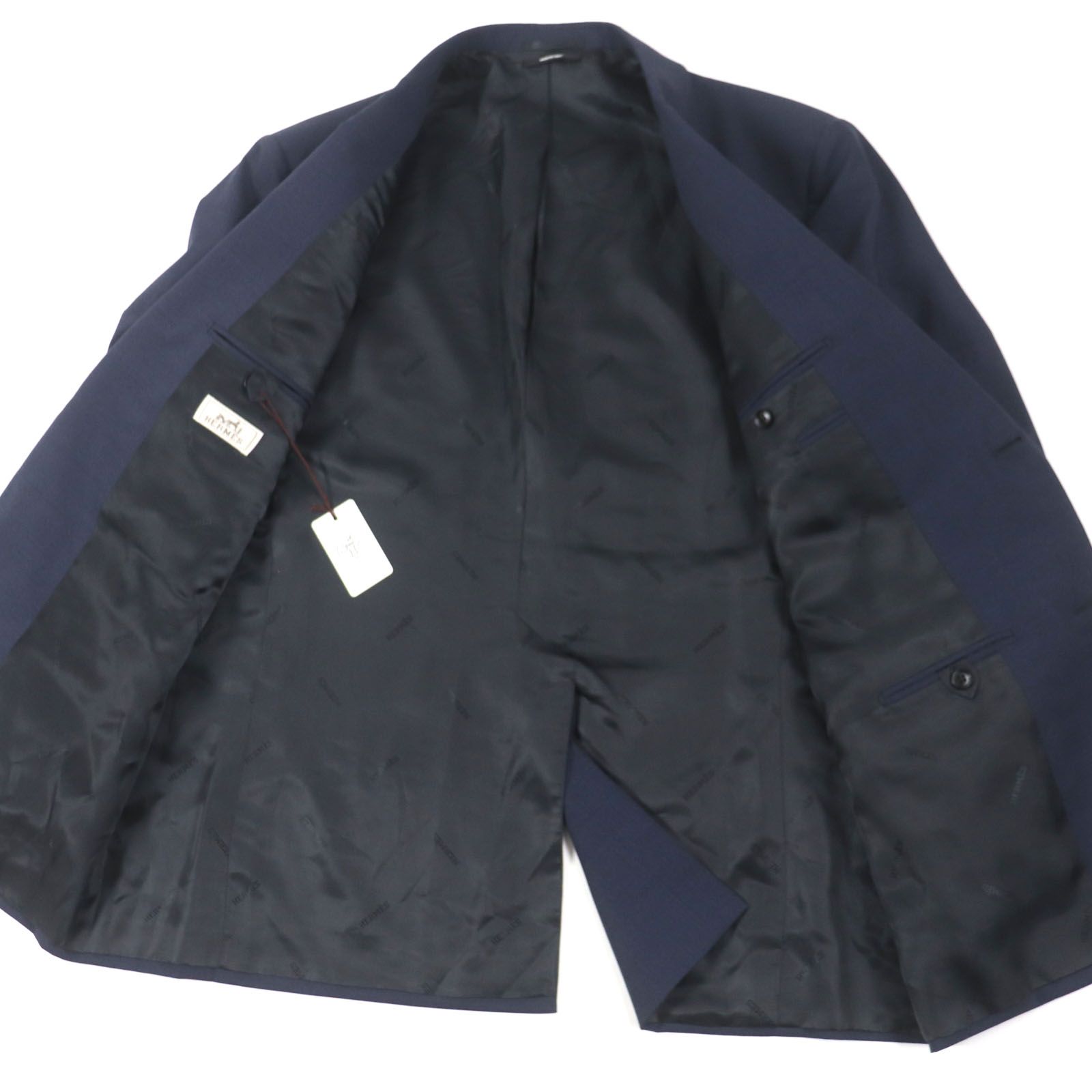 極美品▽HERMES エルメス ウール混 本切羽 シングルスーツ