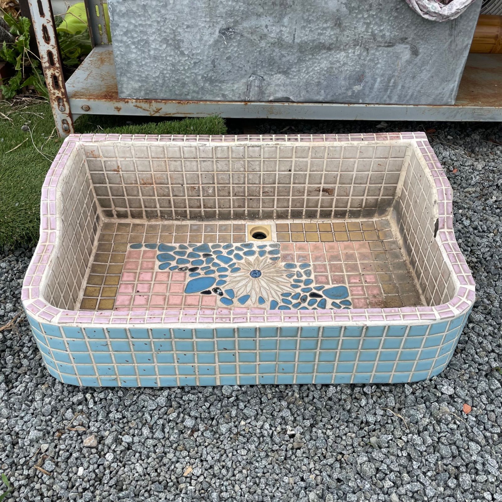 ♭ ガーデンシンク タイルシンク 流し台 手洗い ガーデニング 園芸 店舗 アンティーク リノベーション ビンテージ レトロ