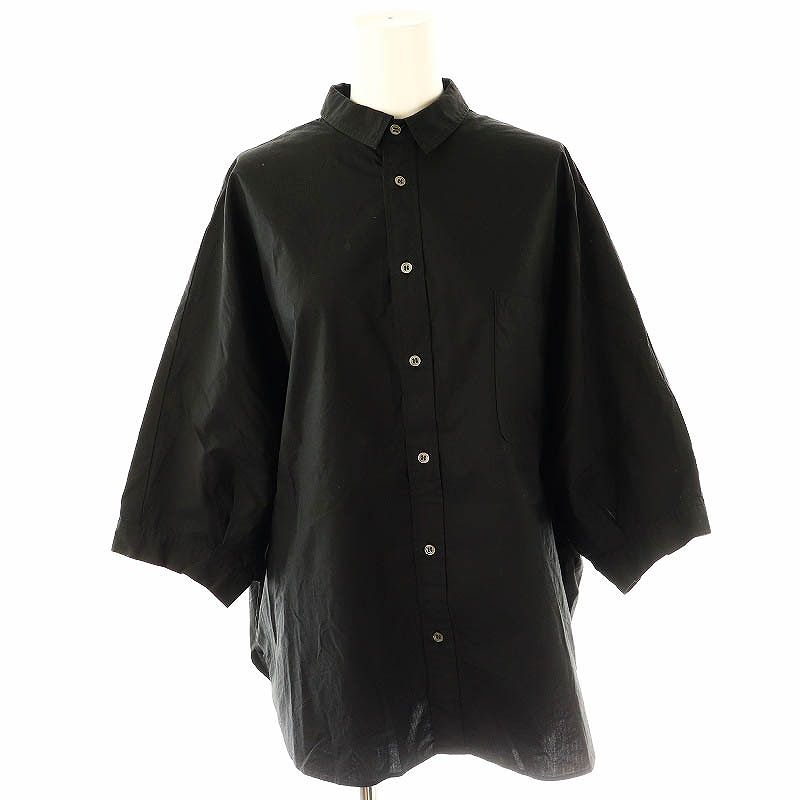 ジャーナルスタンダード ラックス JOURNAL STANDARD LUXE 24AW タイプクロスドロップシャツ 七分袖 ブラック /DF ■OS