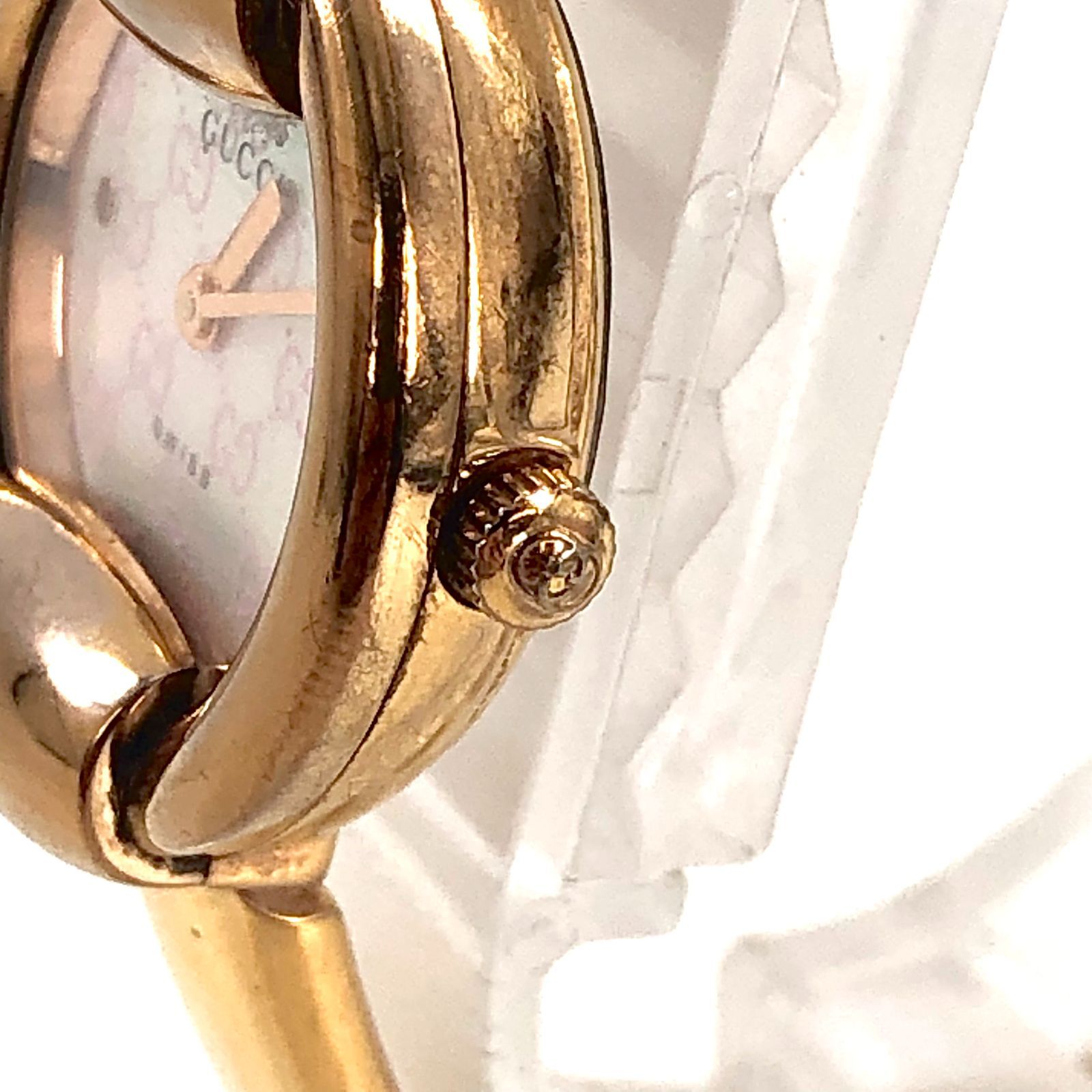 GUCCI グッチ 1400L QZ/SS ピンクシェル文字盤 レディース腕時計