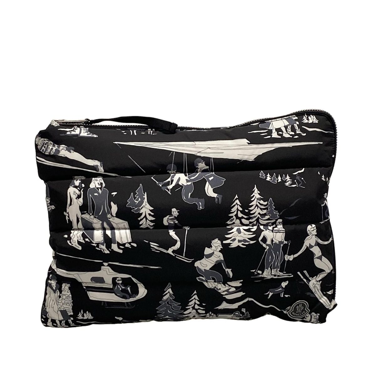 MONCLER モンクレール クラッチバッグ BUSTA PIUMINO 黒×ダークグレー×白
