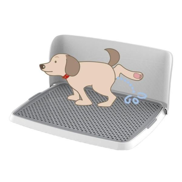 犬用トイレ 犬 トイレトレー オス犬用 壁付タイプ L字型のトイレ 小型犬 中型犬 メッシュ付き フチ漏れしにくい フラットタイプ トイレトレーニング M/L