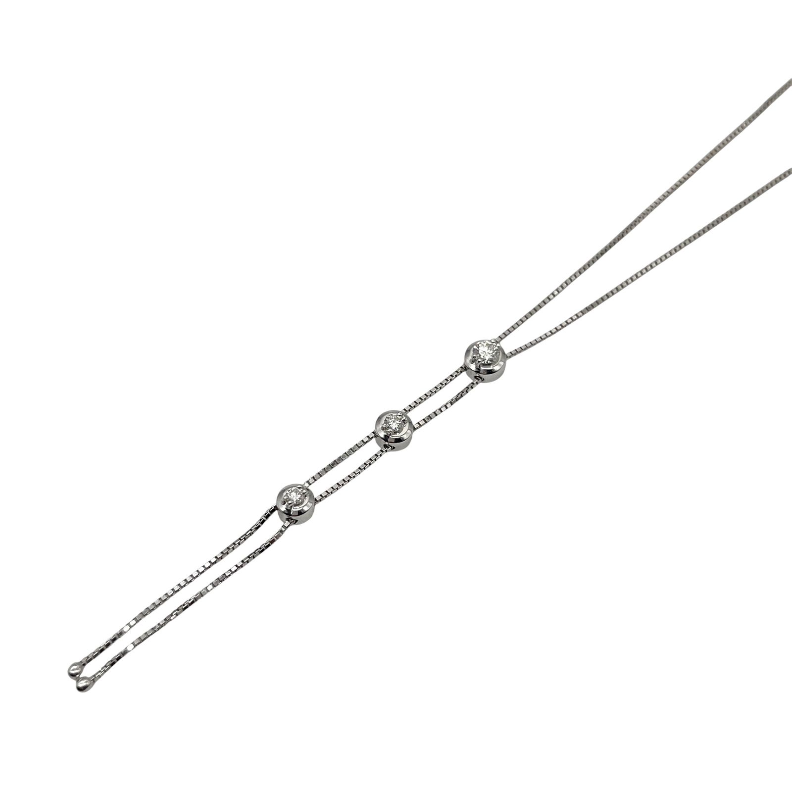 TASAKI タサキ ネックレス ダイヤモンド 0.35ct トリロジー K18WG 6.1g シルバー