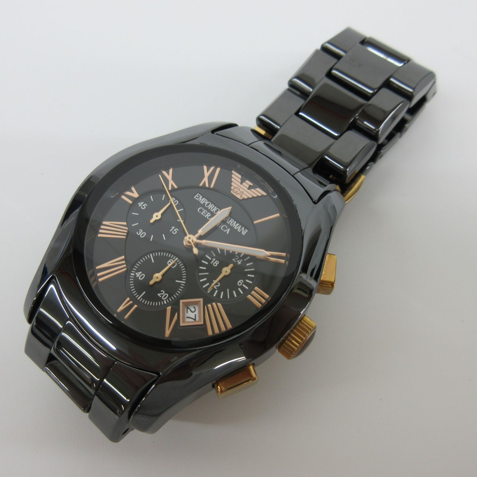 EMPORIO ARMANI 腕時計ブラック クロノグラフ AR1410 エンポリオ