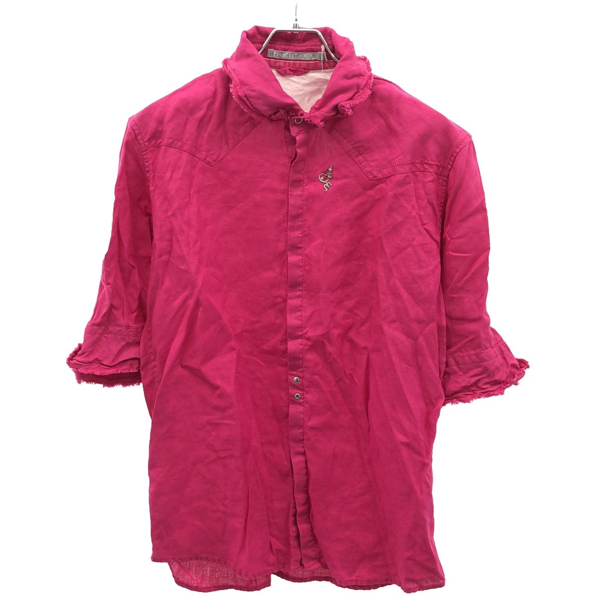 FranCisT_MOR.K.S フランシストモークス 22SS WASHED HIGH DENSITY LINEN WIRED H/S SHIRT ワイヤードスナップ5分袖リネンシャツ MS2960 ピンク 3