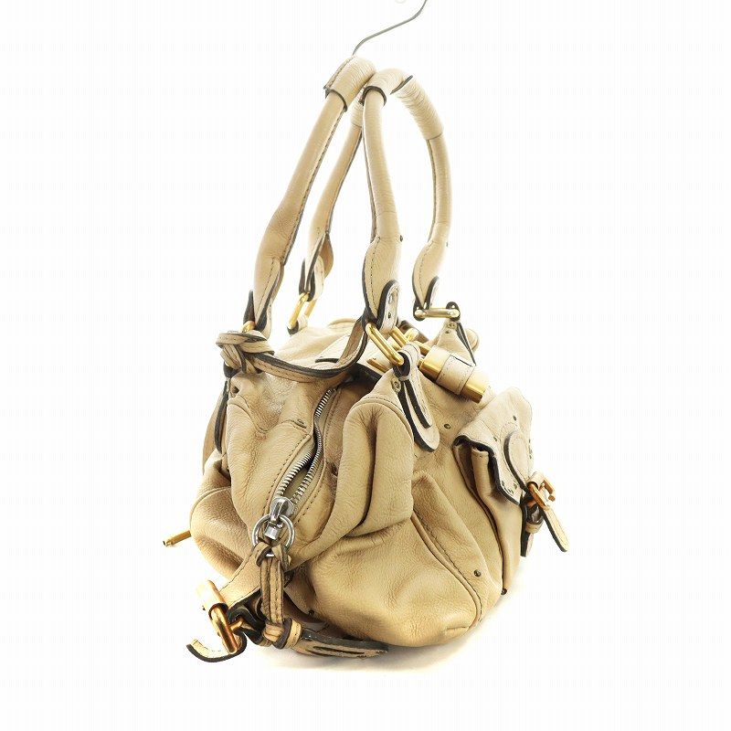 ✨️美品✨️ Chloe パディントン 南京錠 トートバッグ ベージュ レザー パディントン ハンドバッグ 南京錠 レザー べージュ（2024/11/05
