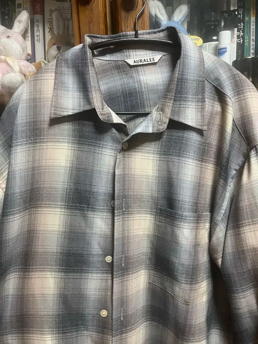 4 24aw AURALEE オーラリー シャツ チェック柄 ブルーベージュ