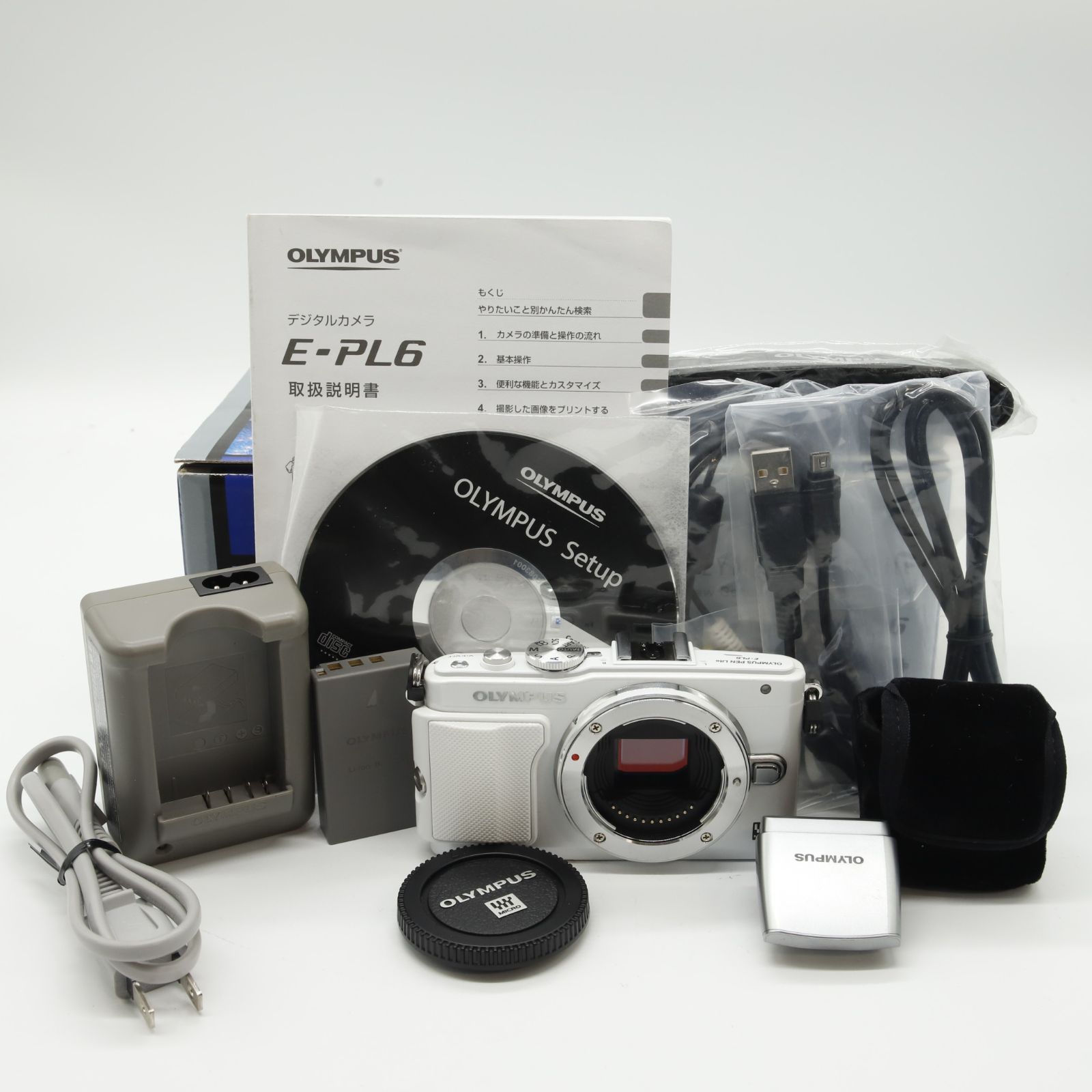 シャッター回数2035回 ほぼ OLYMPUS ミラーレス一眼 PEN Lite E-PL6 ボディ ホワイト E-PL6 BODY WHT