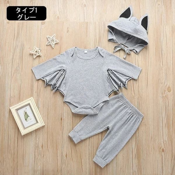 ベビー コスプレ衣装 蝙蝠 コウモリ 幼児 即 OK 女の子 男の子 ハロウィン衣装 赤ちゃん オールインワン 悪魔 パーカー ジャージ 長袖 スウェット 帽子付き 撮影 誕生日 プレゼント 衣装 仮装 xiaokb391