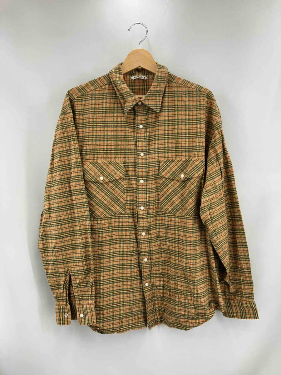 AURALEE チェック柄 長袖シャツ ブラウン系 【公式通販】