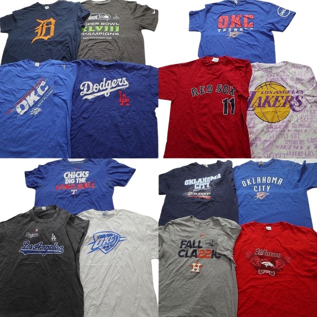 古着卸 プロチーム 半袖Tシャツ 14枚セット メンズ XL ナイキ MLB ドジャース NBA サンダー レイカーズ 古着 NA2540