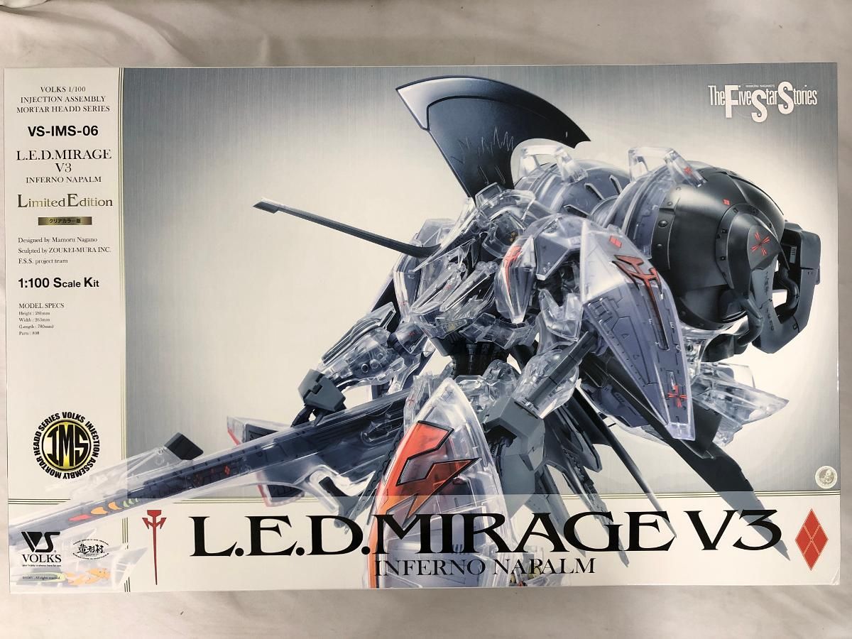 【未開封】1/100 L.E.D.ミラージュ V3 クリア外装仕様限定版 「ファイブスター物語」 インジェクション アッセンブリー モーターヘッドシリーズ ボークスショップ＆ホビー天国ウェブ限定 [VS-IMS-06] 未開封】1/100 L.E.D.ミラージュ V3 クリア外装仕様限定版
