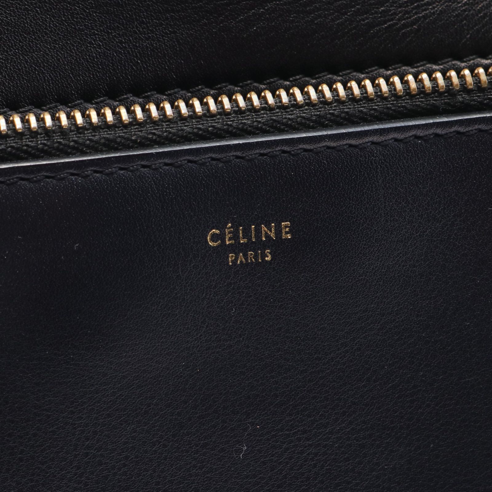 【Bランク】CELINE／セリーヌ EDGE MEDIUM エッジ ミディアム ハンドバッグ レザー ブラック ダークネイビー【中古】